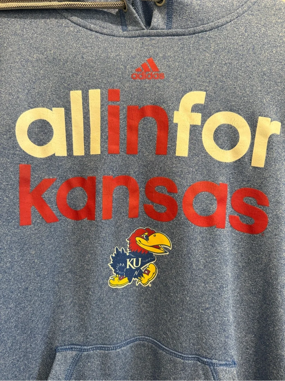 Adidas Men’s Blue 'All In For Kansas' KU Hoodie - Size L